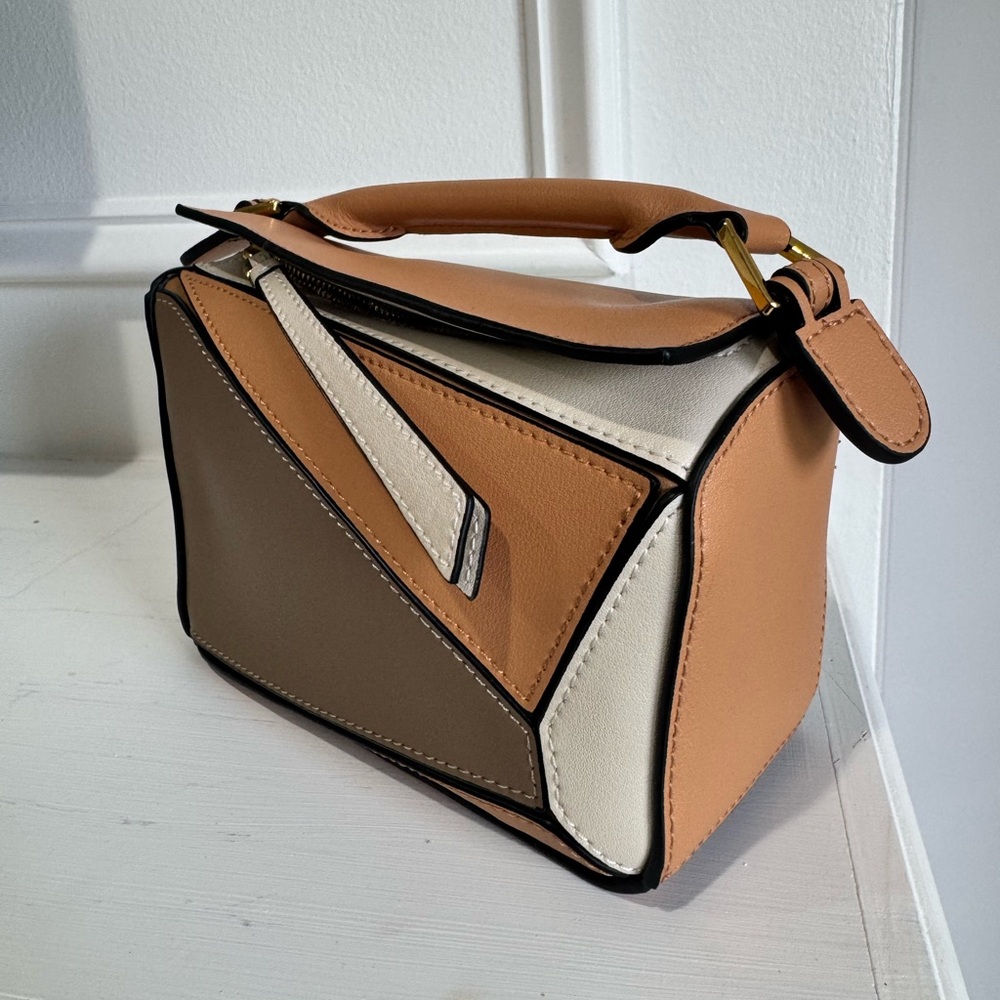 Mini Geo Panel Structured Bag - Brown/Copper/Beige - Picture 14 of 14